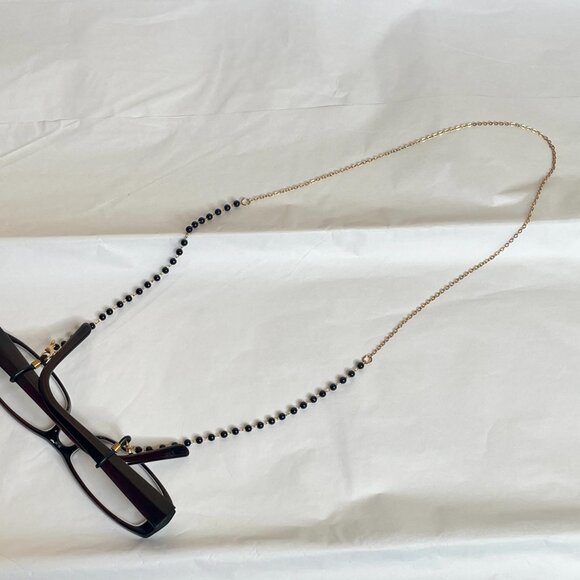 Eyeglass Holder Chain Black Beaded & Gold - Picture 4 of 12